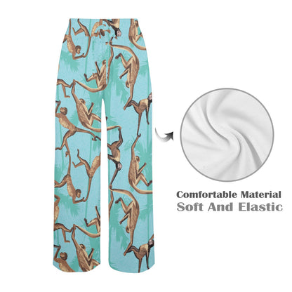 Monkey Pattern Print Design 04 Women's Wide Leg Lounge Pants