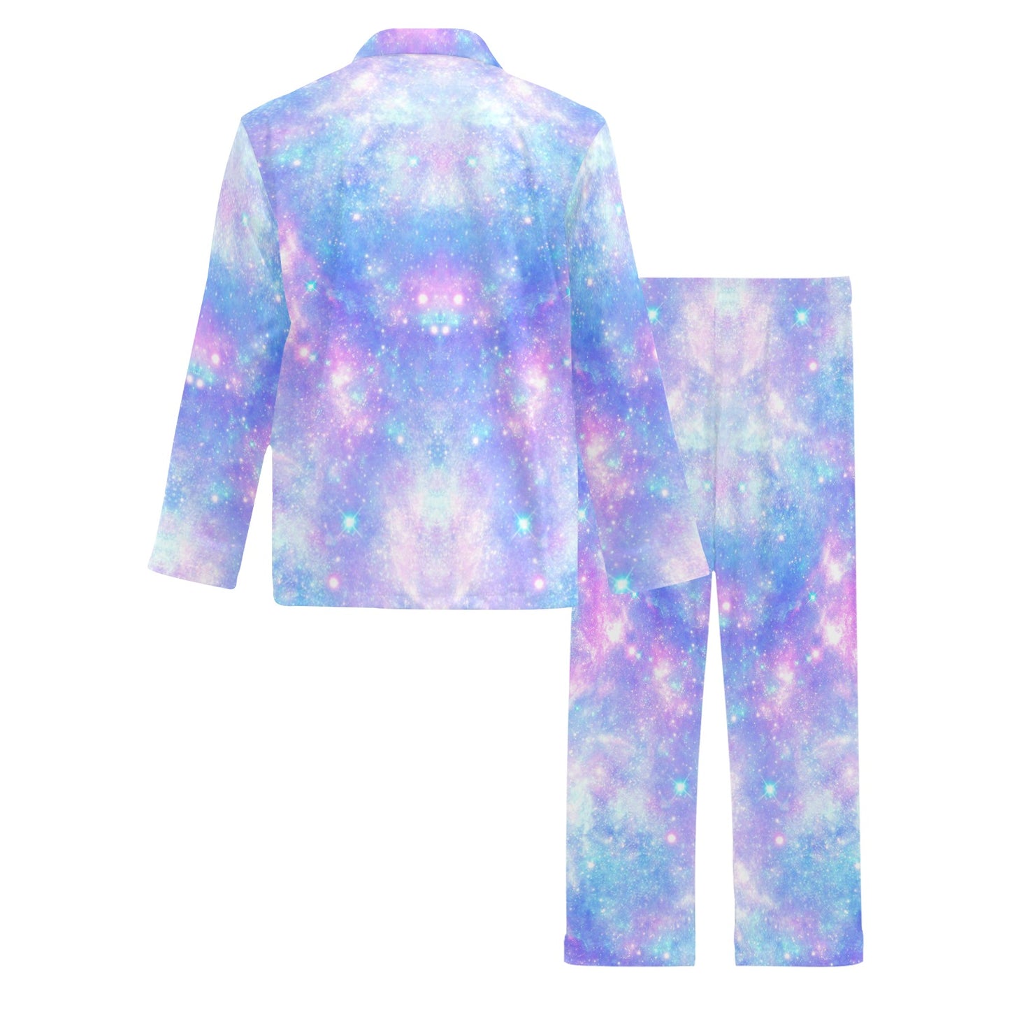 Galaxy Stardust Pastel Color Print Men's Long Pajama Set