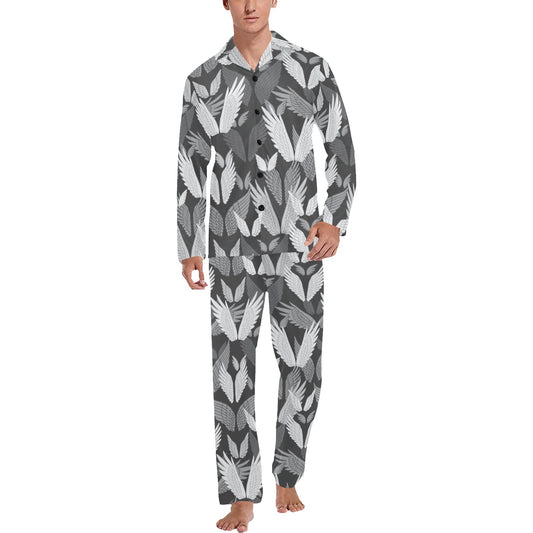 Angel Wings Pattern Design Themed Print Men's Long Pajama Set