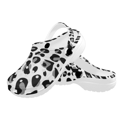 Snow Leopard Skin Print Unisex Clogs Shoes