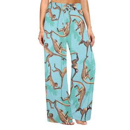 Monkey Pattern Print Design 04 Women's Wide Leg Lounge Pants