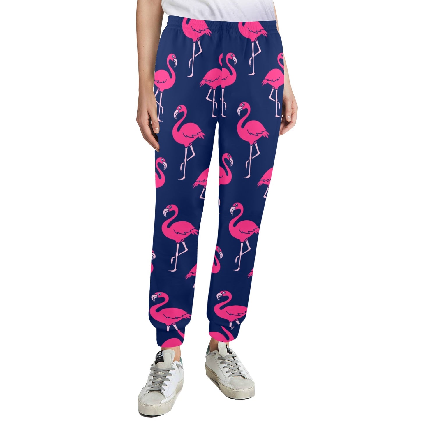 Pink Flamingo Pattern Women's Casual Track Pants