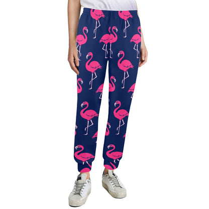 Pink Flamingo Pattern Women's Casual Track Pants