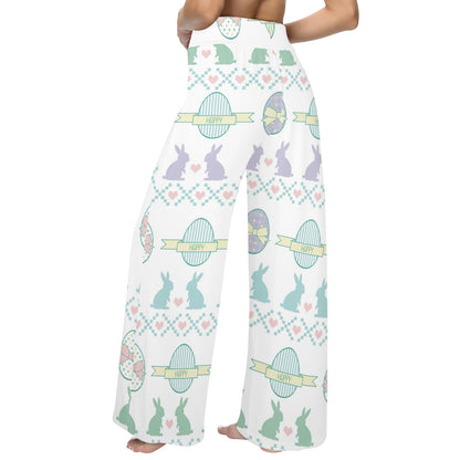Easter rabbit Design Print Pattern JJ0162 Women's Wide Leg Lounge Pants