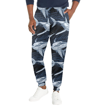 Shark Print Pattern Men's Casual Track Pants