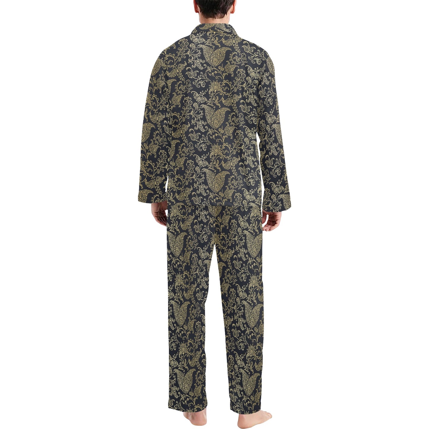 Brocade Pattern Print Design 04 Men's Long Pajama Set