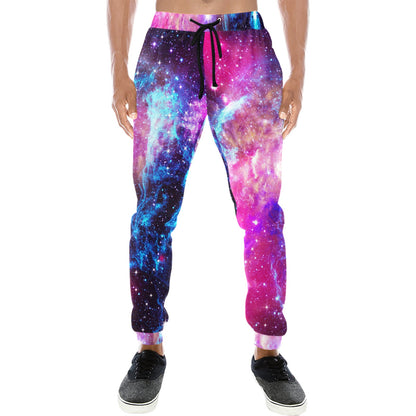 Galaxy Night Purple Space Print Men's Sweatpants