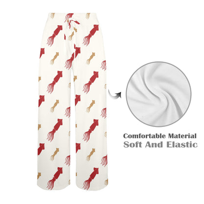 Giant Squid Pattern Print Design 01 Women's Wide Leg Lounge Pants