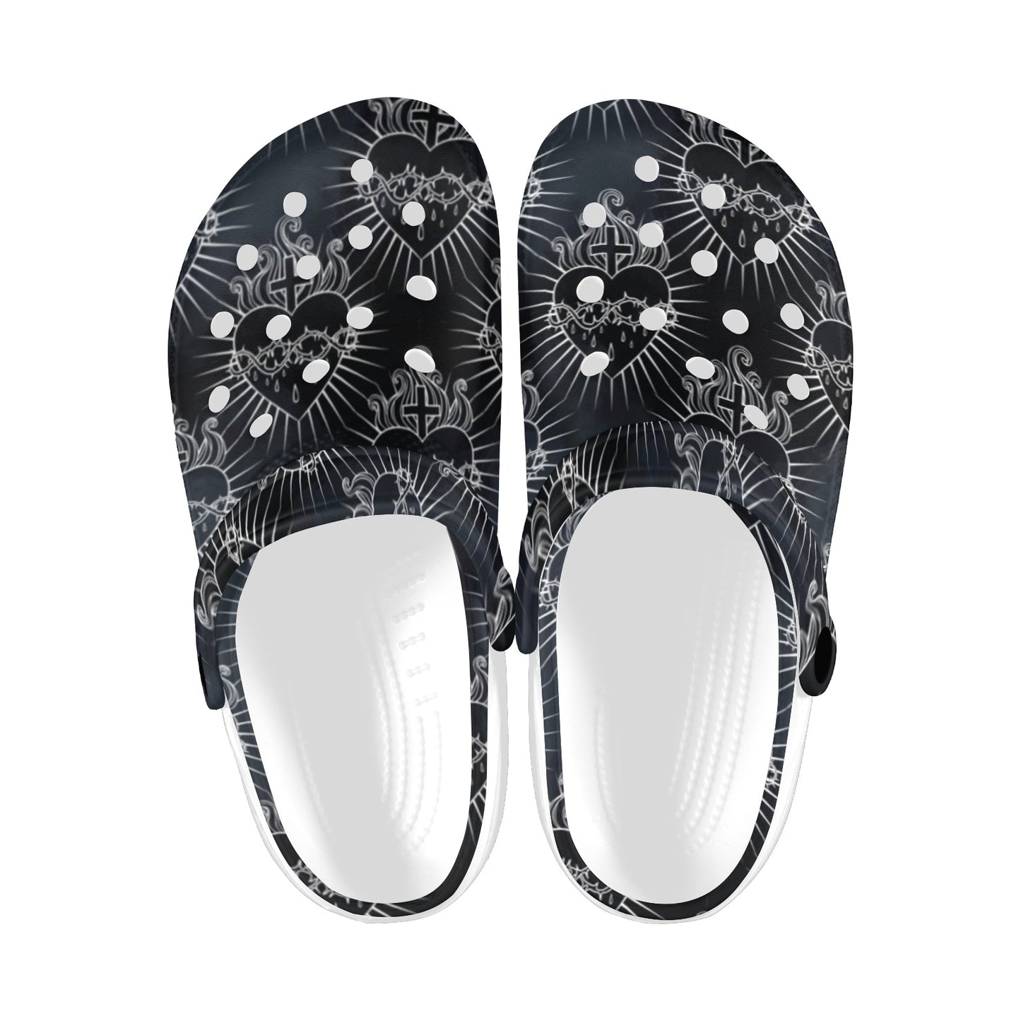 Christian Heart Tattoo Style Unisex Clogs Shoes