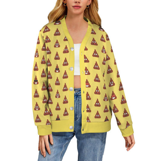 Emoji Poop Print Pattern Women's Cardigan