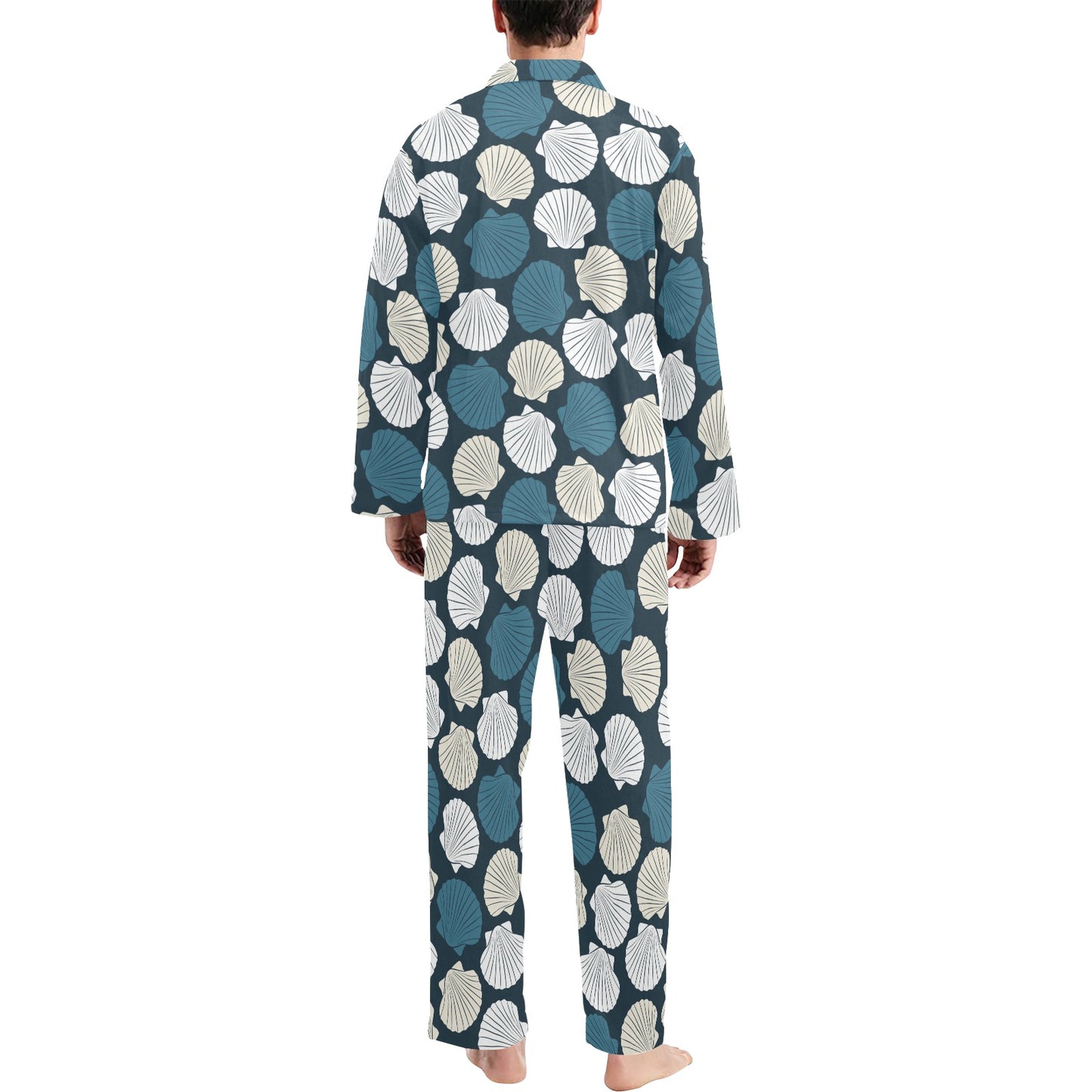 Seashell Print Design LKS3013 Men's Long Pajama Set