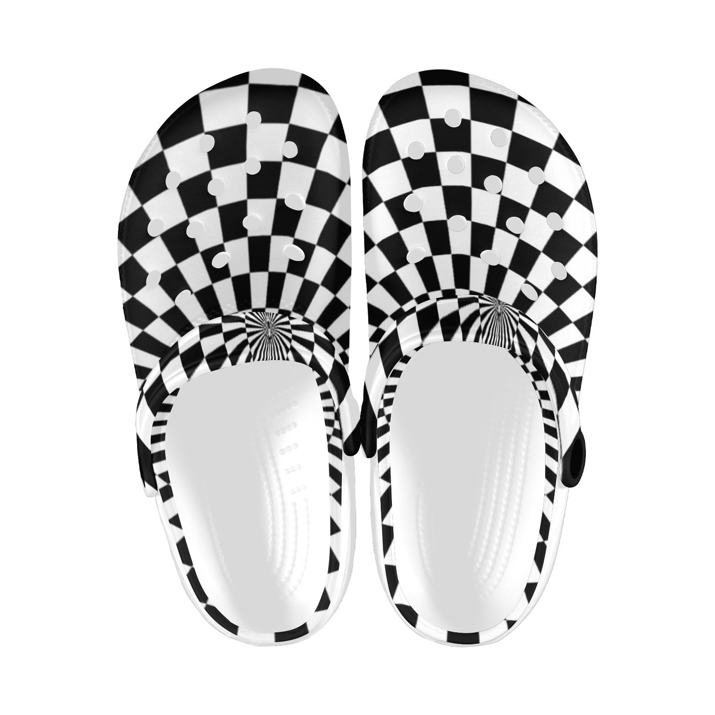 Checkered Flag Optical illusion Unisex Clogs Shoes