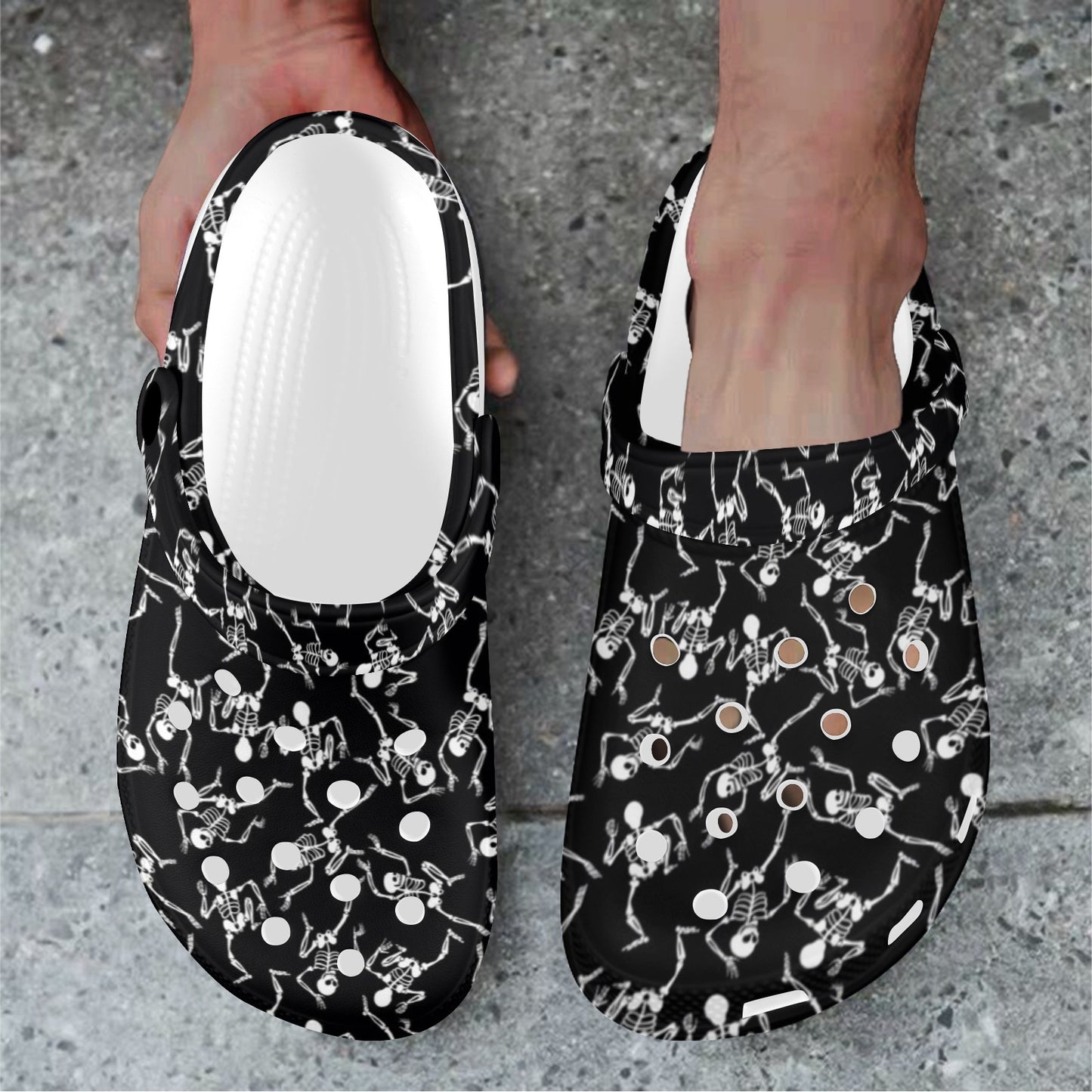 Skeleton Style Print Unisex Clogs Shoes