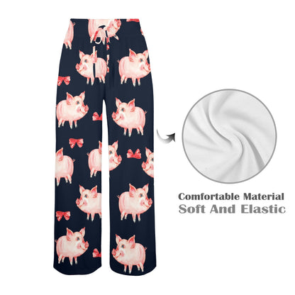 Pig Cute Pattern Print Design 02 Women's Wide Leg Lounge Pants