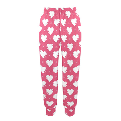 Heart Pattern Print Design HE07 Women's Casual Track Pants