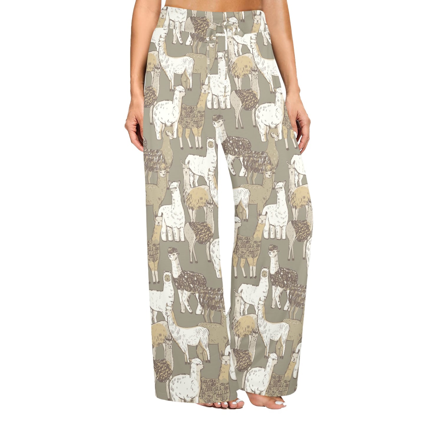 Alpaca Pattern Print Design 01 Women's Wide Leg Lounge Pants