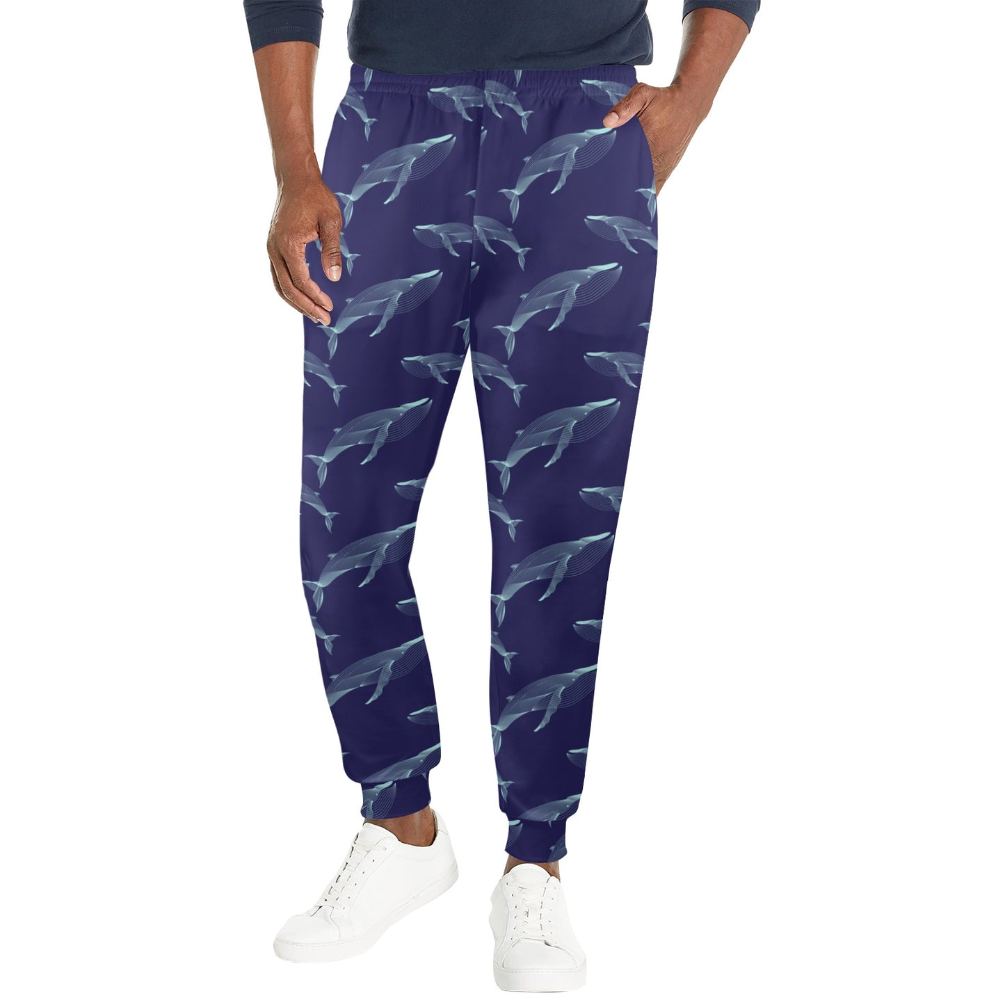 Blue Whale Print Design LKS402 Men's Casual Track Pants