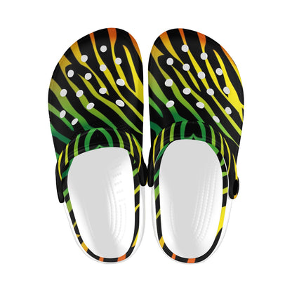 Rainbow Zebra Themed Print Unisex Clogs Shoes