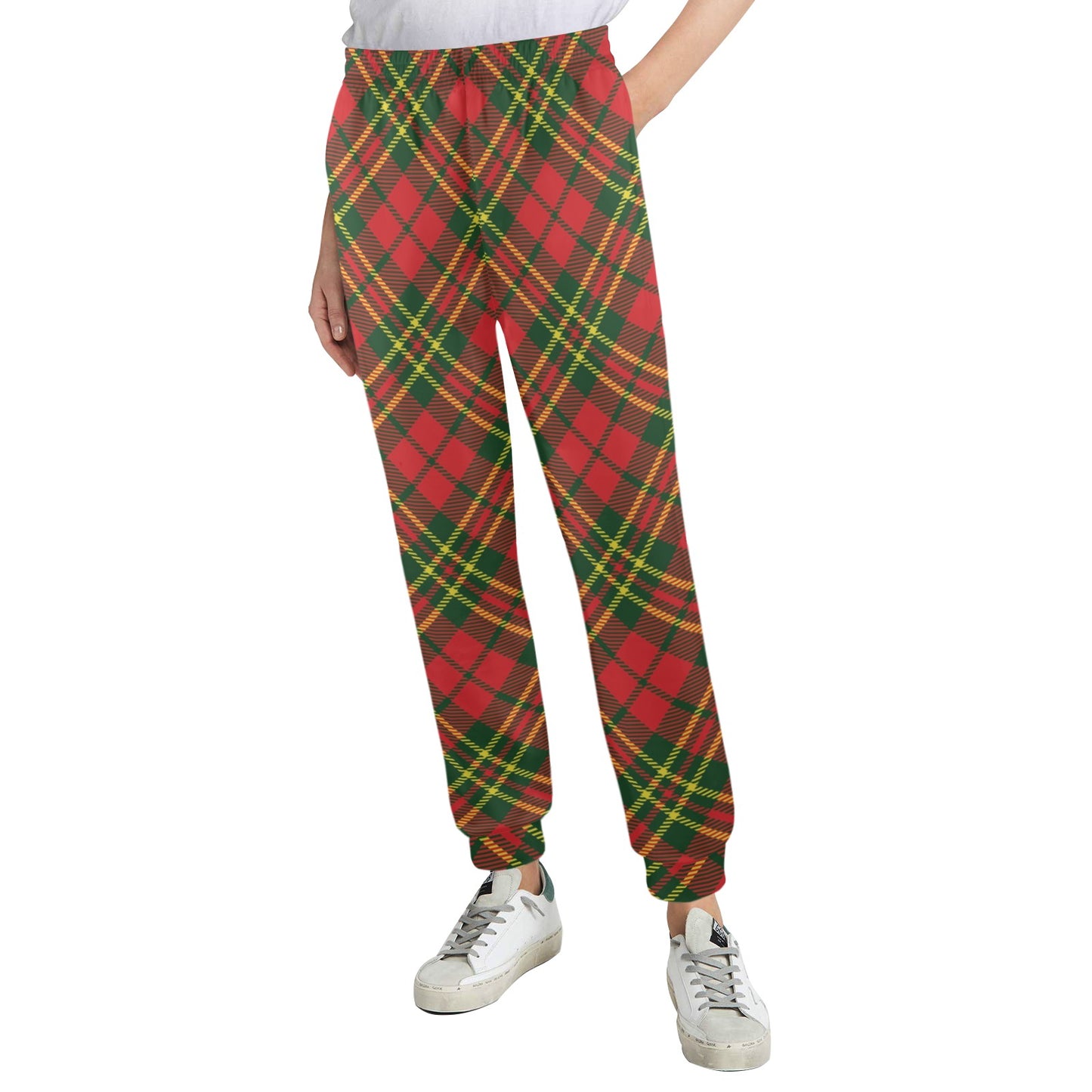 Plaid Holiday Pattern Print Design A01 Women's Casual Track Pants
