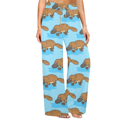 Platypus Pattern Print Design A02 Women's Wide Leg Lounge Pants