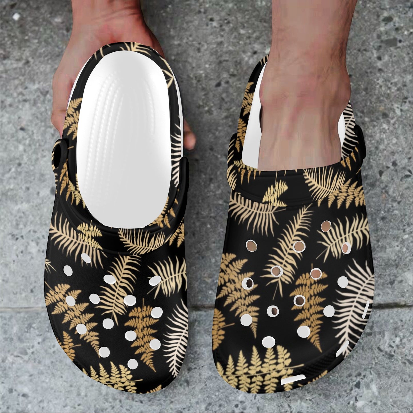 Fern Leave Bright Print Pattern Unisex Clogs Shoes