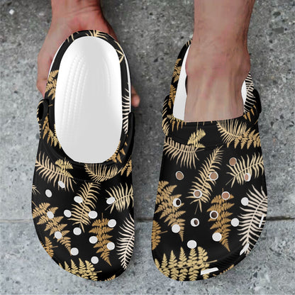 Fern Leave Bright Print Pattern Unisex Clogs Shoes