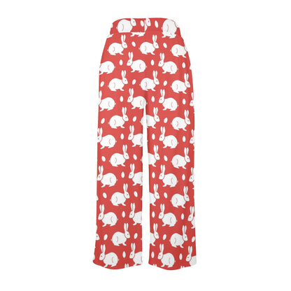 Rabbit Pattern Print Design RB017 Women's Wide Leg Lounge Pants