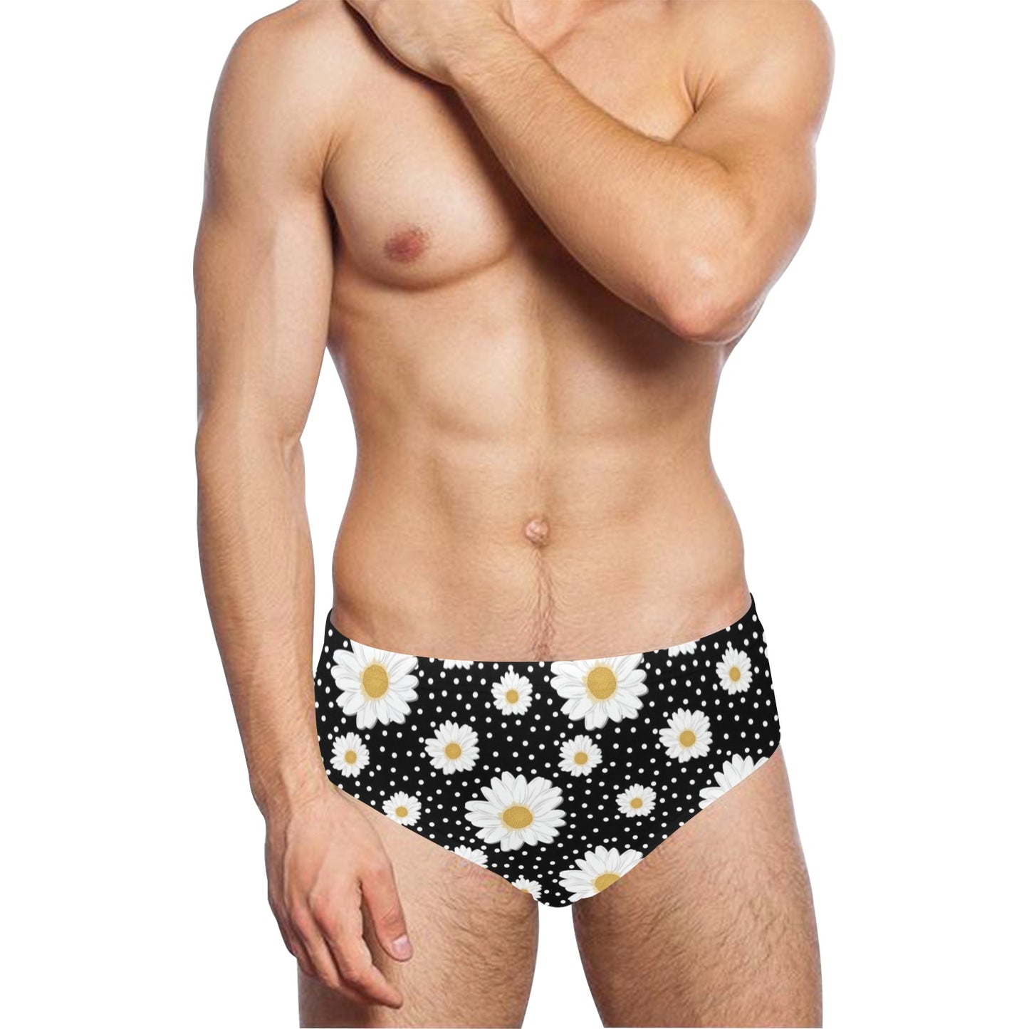 Daisy Pattern Print Design DS02 Men's Swimming Briefs