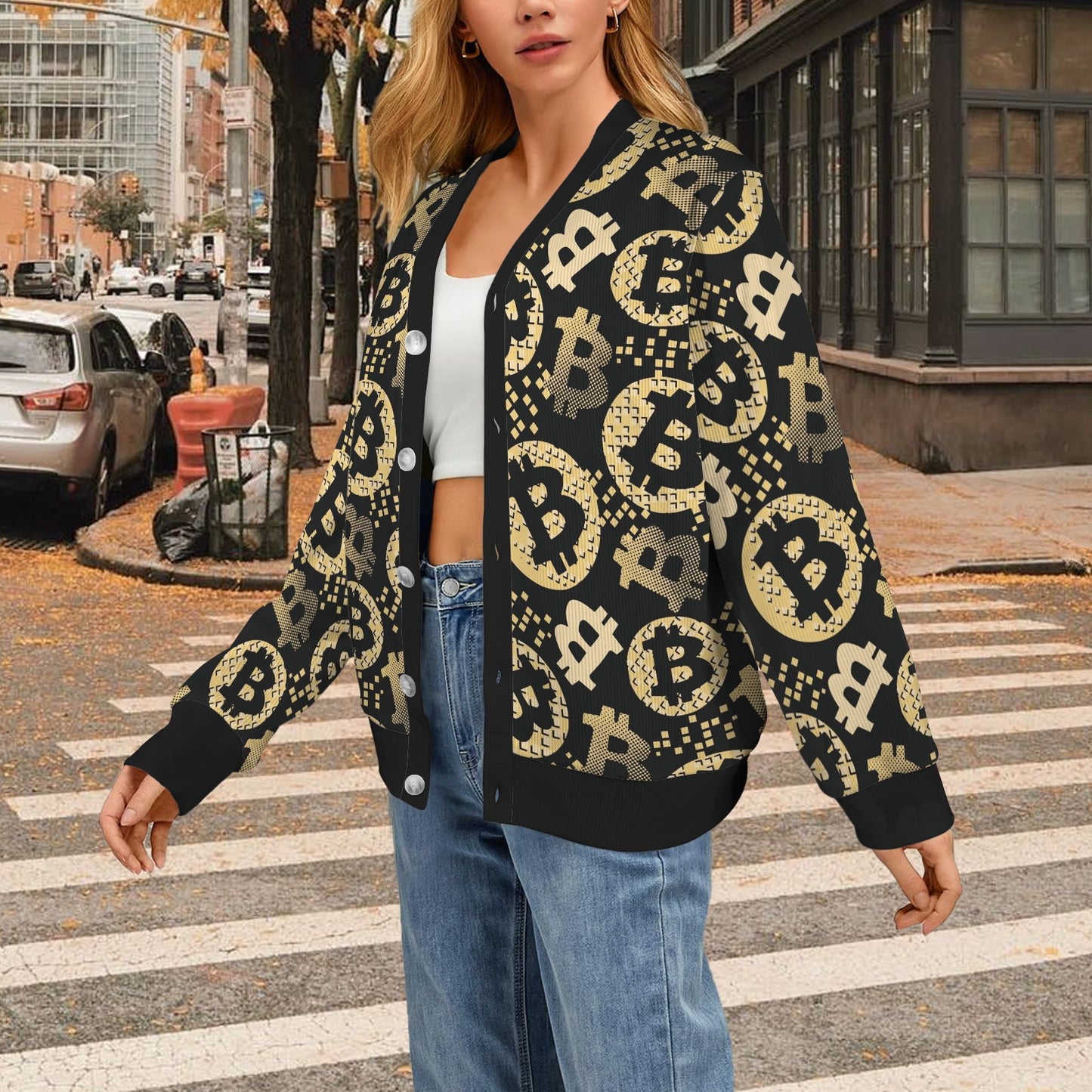 Bitcoin Pattern Print Design DO06 Women's Cardigan
