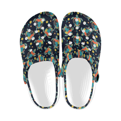 Sea Turtle Colorful with bubble Print Unisex Clogs Shoes