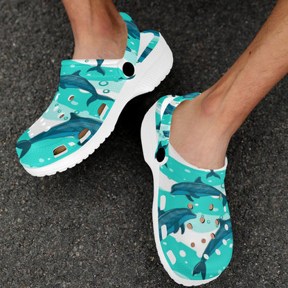 Dolphin Design Print Pattern Unisex Clogs Shoes