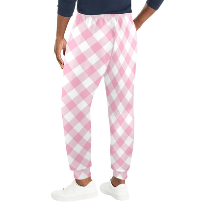 Gingham Pink Pattern Print Design 02 Men's Casual Track Pants