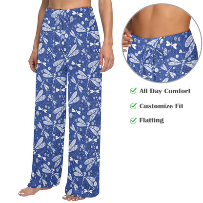 Dragonfly Pattern Print Design 03 Women's Wide Leg Lounge Pants