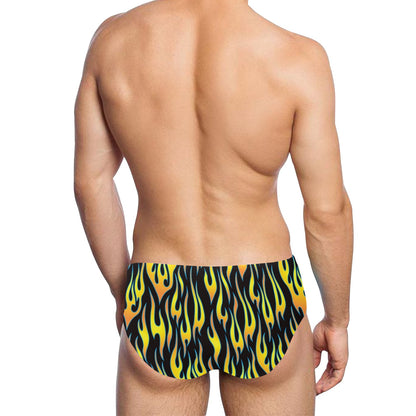 Flame Fire Yellow Pattern Men's Swimming Briefs