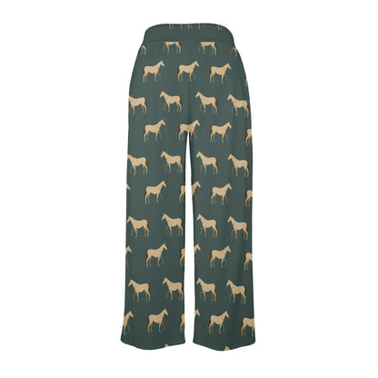 Horse Classic Themed Pattern Print Women's Wide Leg Lounge Pants