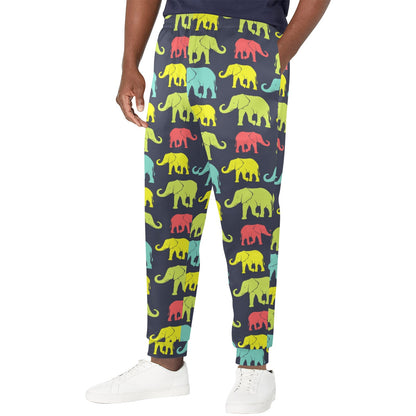 Elephant Neon Color Print Pattern Men's Casual Track Pants