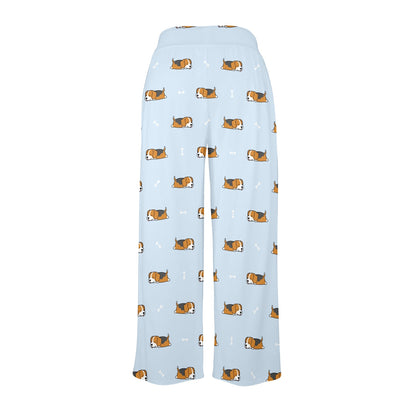 Beagle Pattern Print Design 06 Women's Wide Leg Lounge Pants