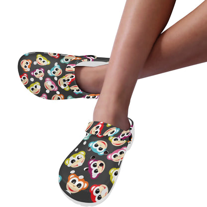 Monkey Head Design Themed Print Unisex Clogs Shoes