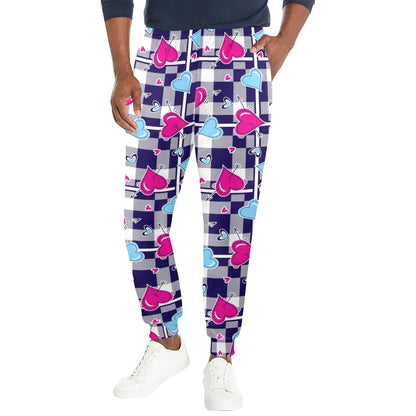Heart Design Print Pattern JJ0335 Men's Casual Track Pants