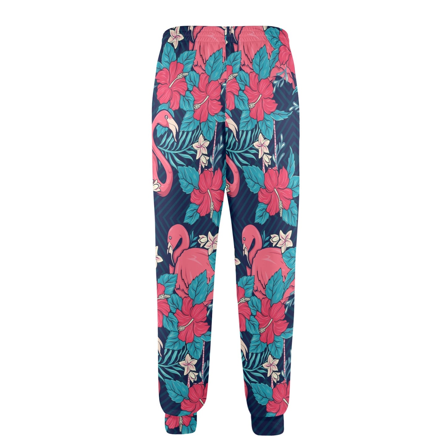 Flamingo Red Hibiscus Pattern Men's Casual Track Pants