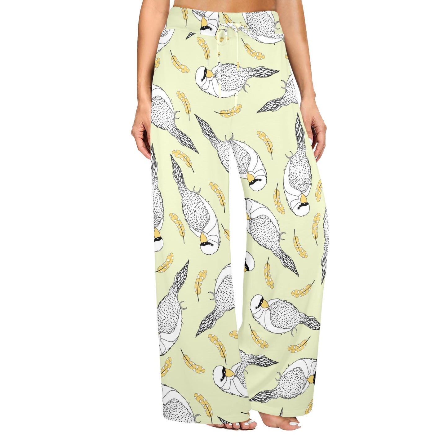 Parakeet Pattern Print Design A03 Women's Wide Leg Lounge Pants