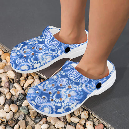 Tie Dye Blue Design Print Unisex Clogs Shoes