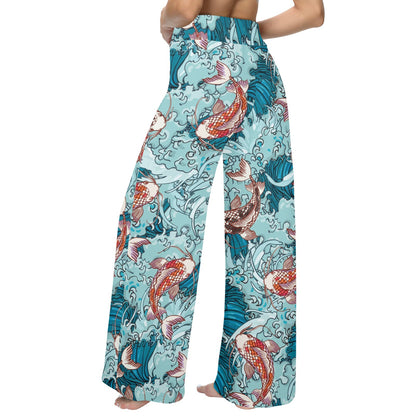 KOI Fish Pattern Print Design 05 Women's Wide Leg Lounge Pants