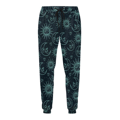 Sun Moon Magic Design Themed Print Men's Sweatpants