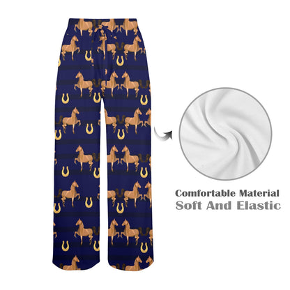 Horse Luxury Themed Pattern Print Women's Wide Leg Lounge Pants