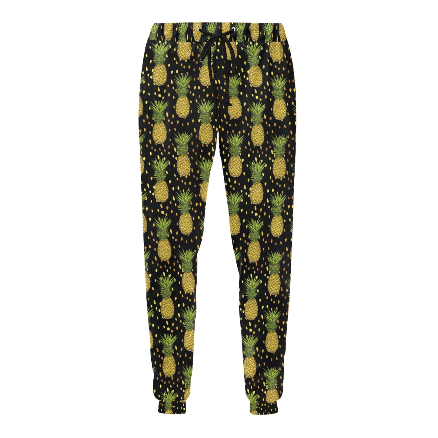 Pineapple Gold Dot Themed Print Men's Sweatpants