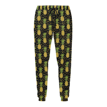 Pineapple Gold Dot Themed Print Men's Sweatpants