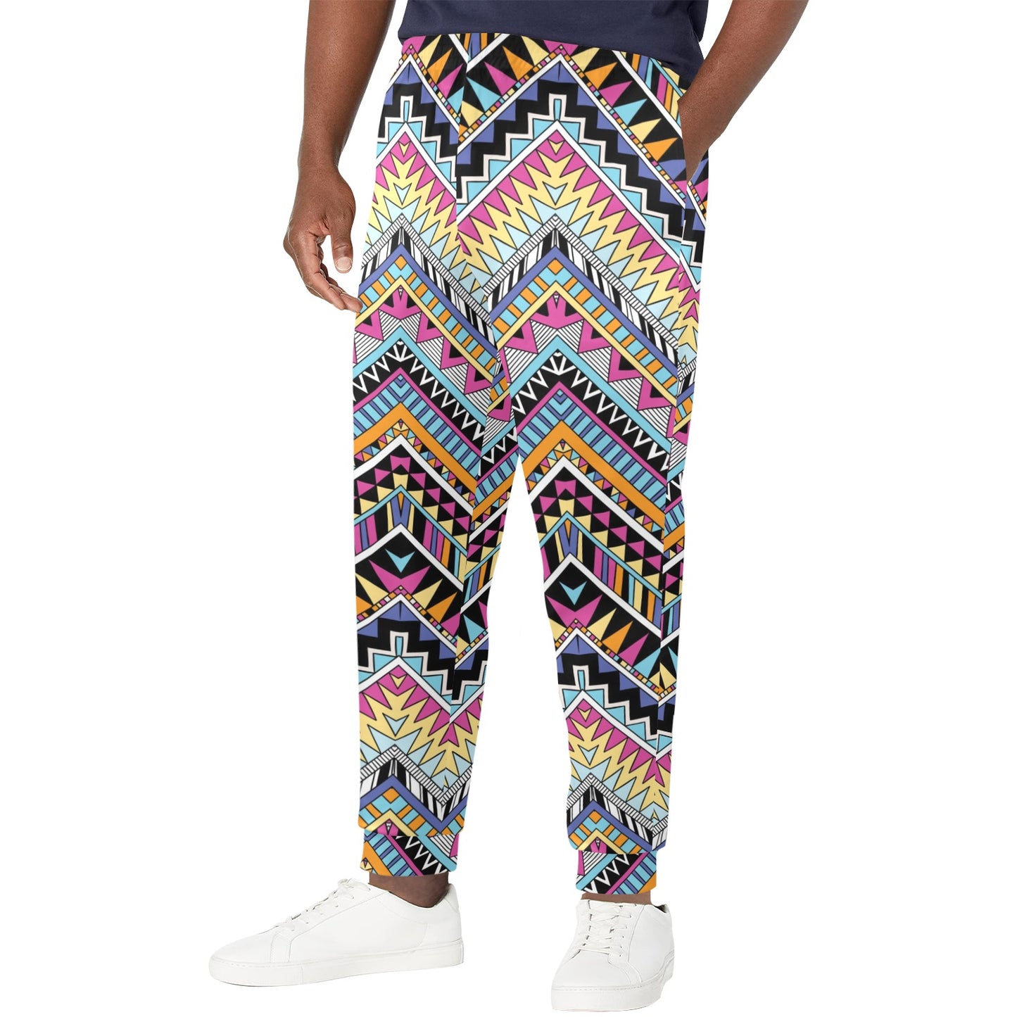 Multicolor zigzag Tribal Aztec Men's Casual Track Pants