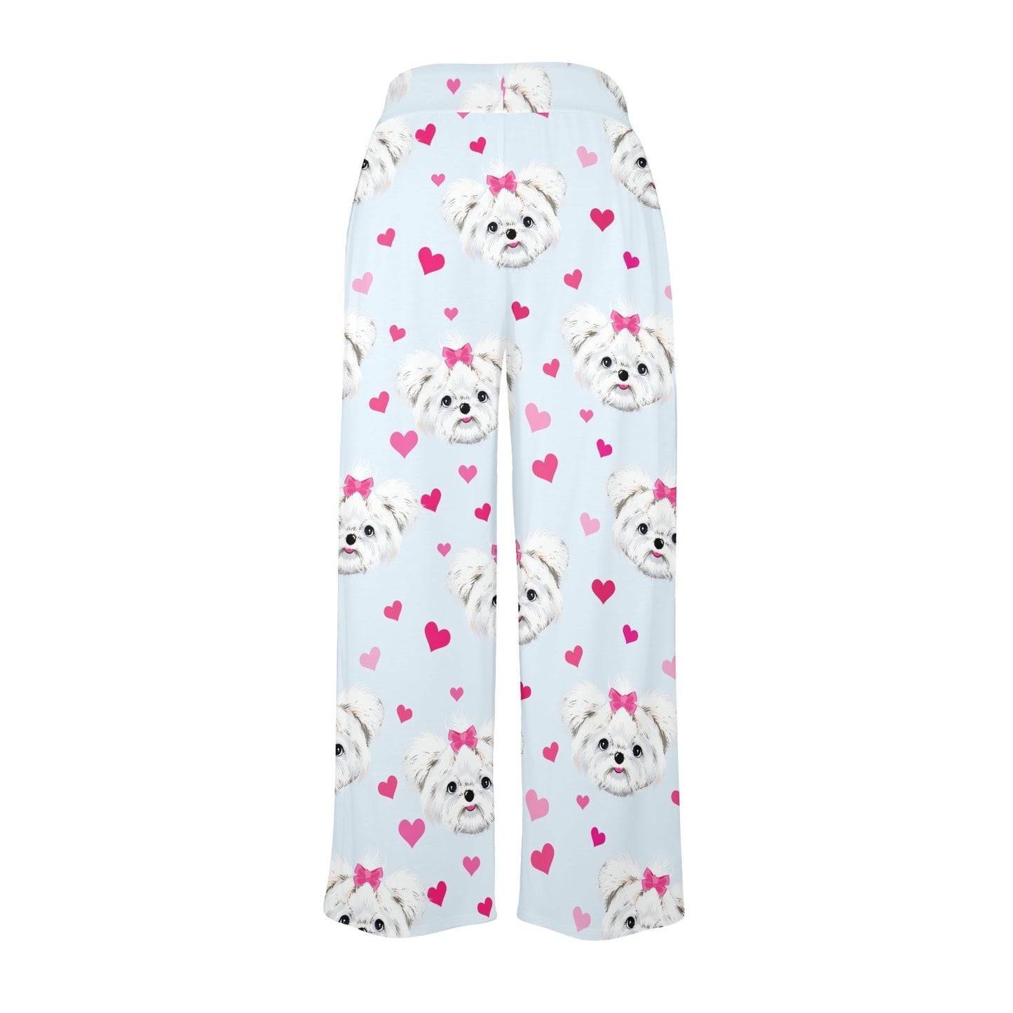 Maltese Pattern Print Design 03 Women's Wide Leg Lounge Pants