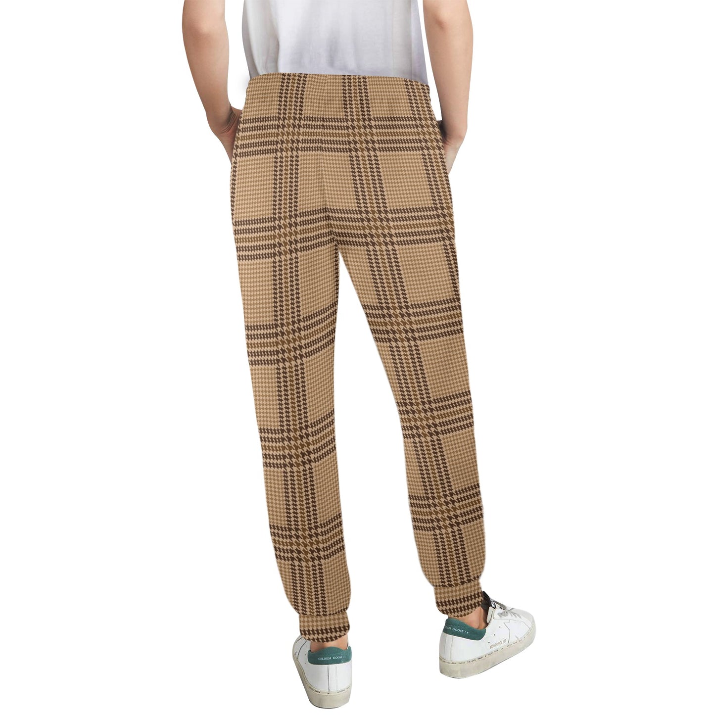 Houndstooth Brown Pattern Print Design 04 Women's Casual Track Pants